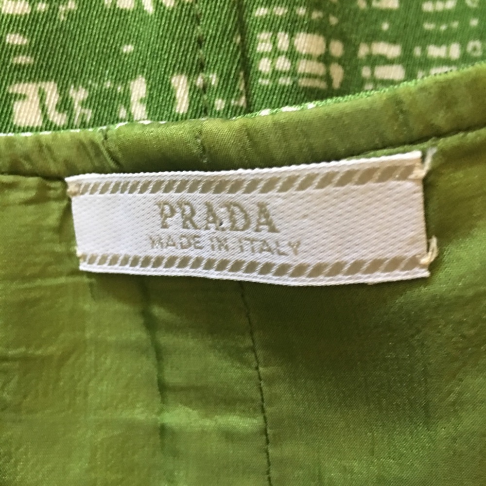 PRADA Spring 1996 ready to wear “pretty-ugly” collection Avocado mini-dr…
